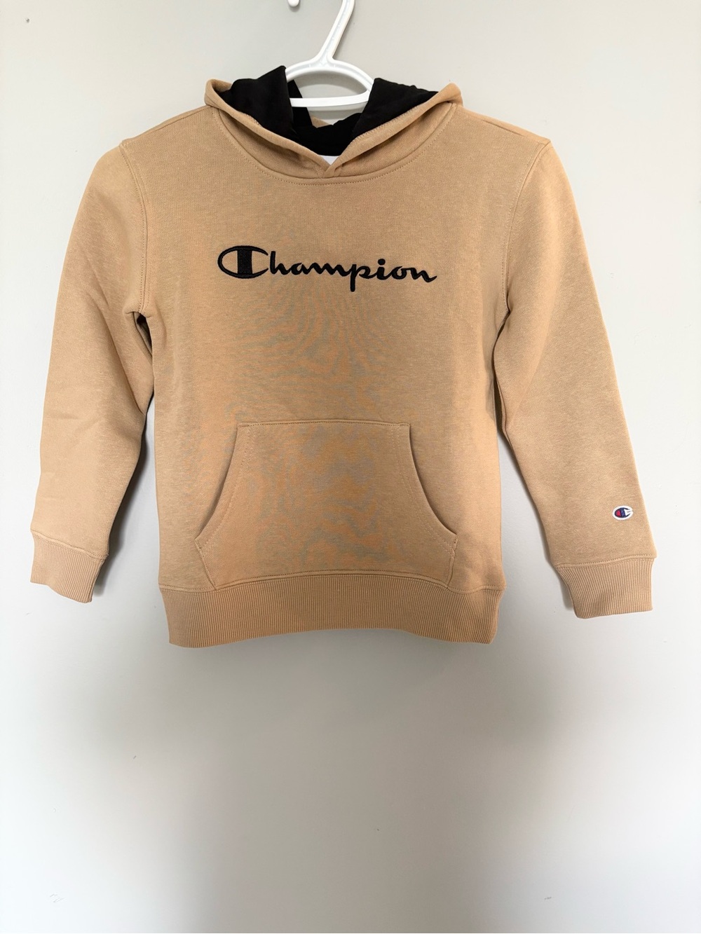Champion Boys Hoodie in Tan with Black Logo